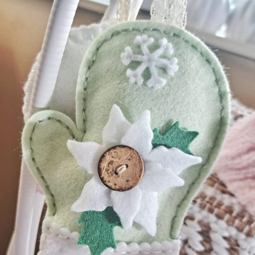 Plush Mitten Ornament and a Little Freehand Stitching