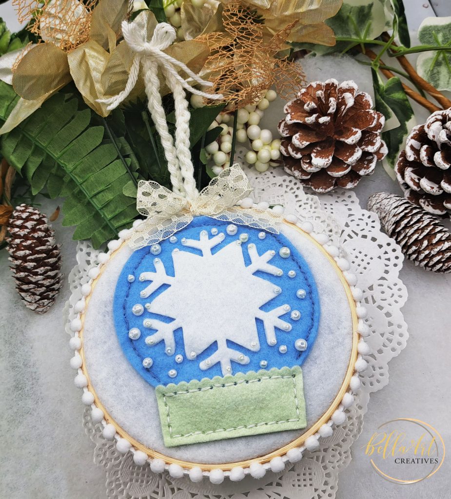 Felt Stitching Ornament on Embroidery Hoop for the First Time