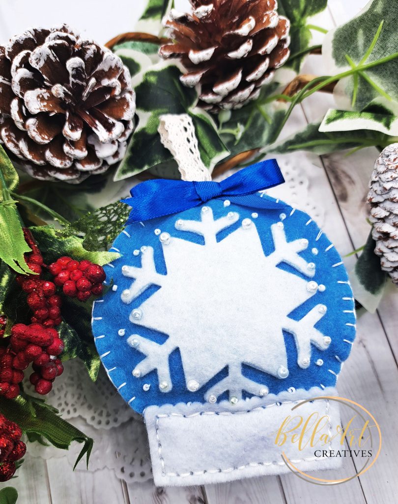 Snow Globe Stitched Felt Ornament made with Regular Dies