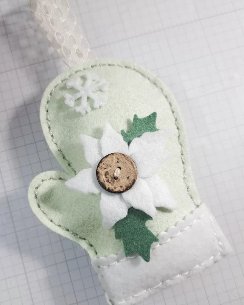 Plush Mitten Ornament and a Little Freehand Stitching