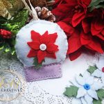 Another Stitched Snow Globe Ornament with Pretty Felt Poinsietta Flowers