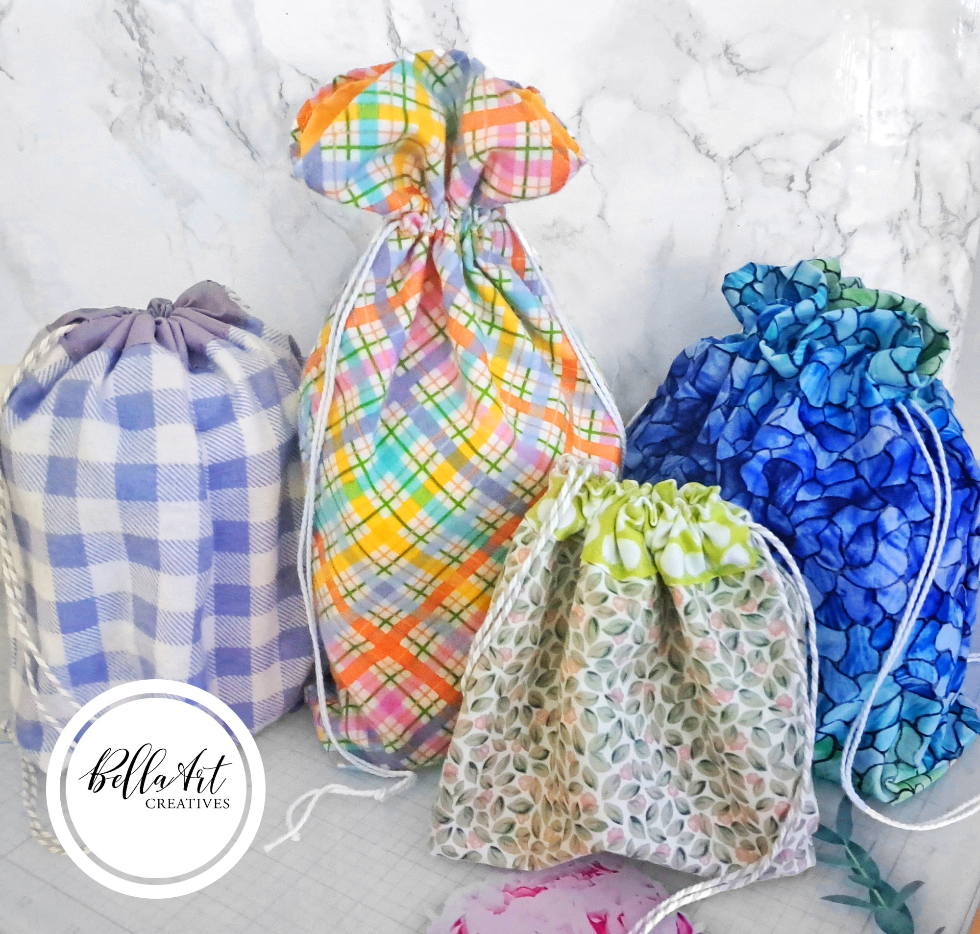 Making Lined Drawstring Bags 2 Ways ~ BellaArt Creatives